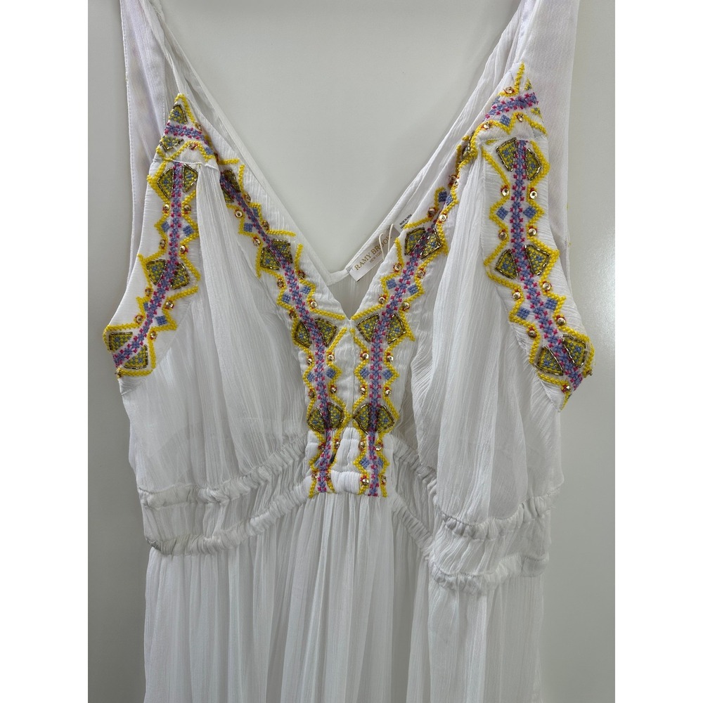 NEW Ramy Brook Sienna Embroidered Chiffon Swim Cover-Up Maxi Dress White XL $365 - Picture 3 of 16